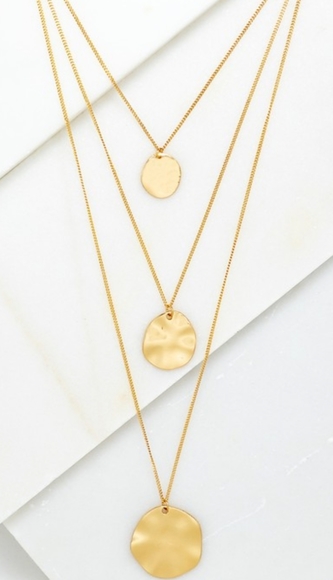 Gold Pendant Layer Coin Necklace NEW - Picture 1 of 4